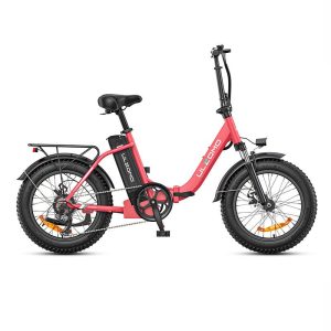 Bicicleta electrica pliabila Ulzomo Dolphin 20 E-bike, 250W, 36V 13Ah, autonomie 89km, viteza maxima 25km/h, Pink, 20'' – ofertă, preț și specificații