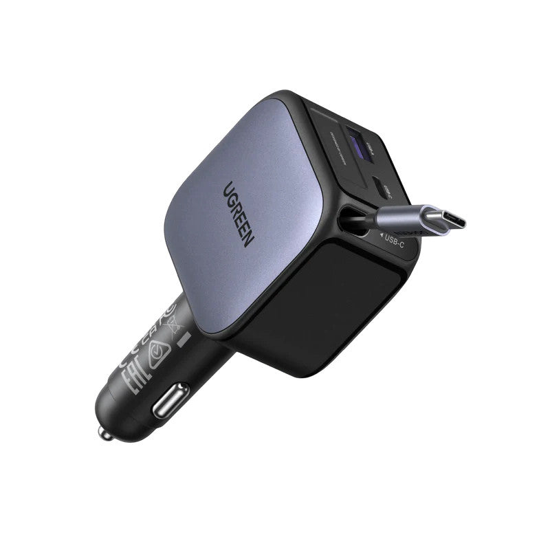Incarcator auto rapid cu cablu retractabil UGREEN 90W Fast Car Charger EC603 USB-C/A - Default Title