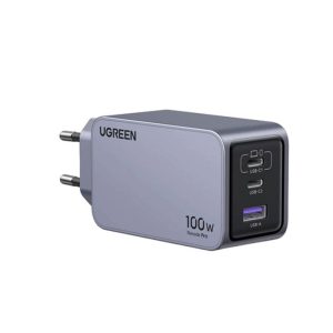 Incarcator rapid retea UGREEN Nexode 100W 3-Port GaN Fast Charger EU, 1 x USB-A - 2 x USB-C, Gri – ofertă, preț și specificații