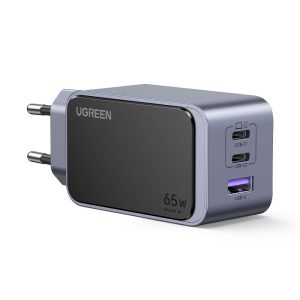 Incarcator rapid retea UGREEN Nexode S 65W 3-Port GaN Fast Charger EU, 2x USB-C + 1x USB-A, Gri – ofertă, preț și specificații